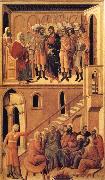 Duccio di Buoninsegna Peter's First Denial of Christ and Christ Before the High Priest Annas oil painting reproduction